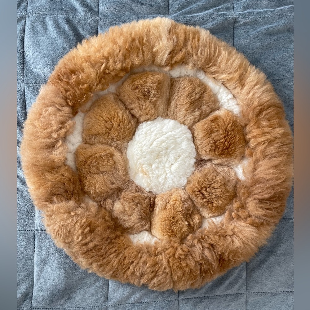 Alpaca Artisanal Throw Pillow Case (Round - Small)